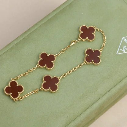[OrnoraJewelry] CLOVER 5 MOTIF RED CORNELIAN BRACELET COLLECTION