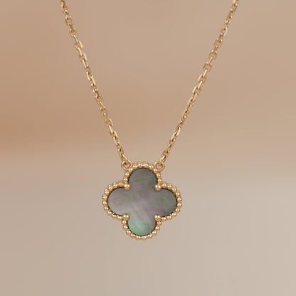 [OrnoraJewelry]CLOVER 15MM  GRAY MOTHER OF PEARL NECKLACE