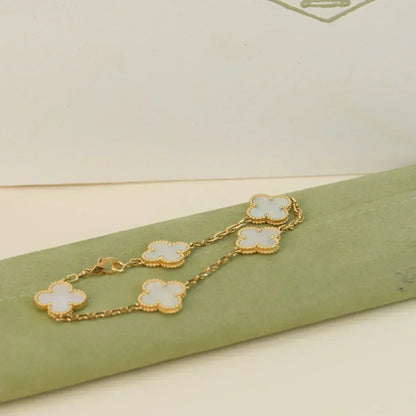 [OrnoraJewelry]CLOVER WHITE PEARL MOP 5 MOTIF BRACELET COLLECTION