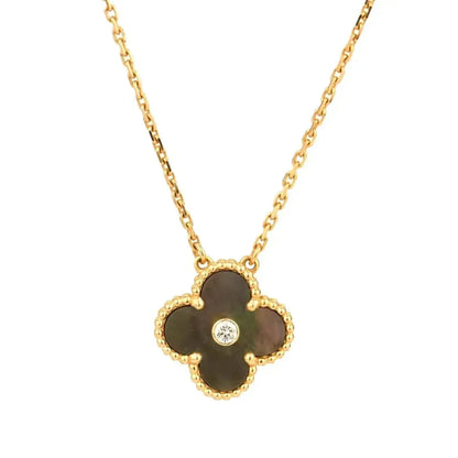 [OrnoraJewelry]CLOVER 15MM DIAMOND AND MOTHER-OF-GREY NECKLACE
