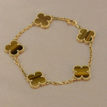 [OrnoraJewelry] CLOVER 5 MOTIFS TIGER EYE BRACELET COLLECTION