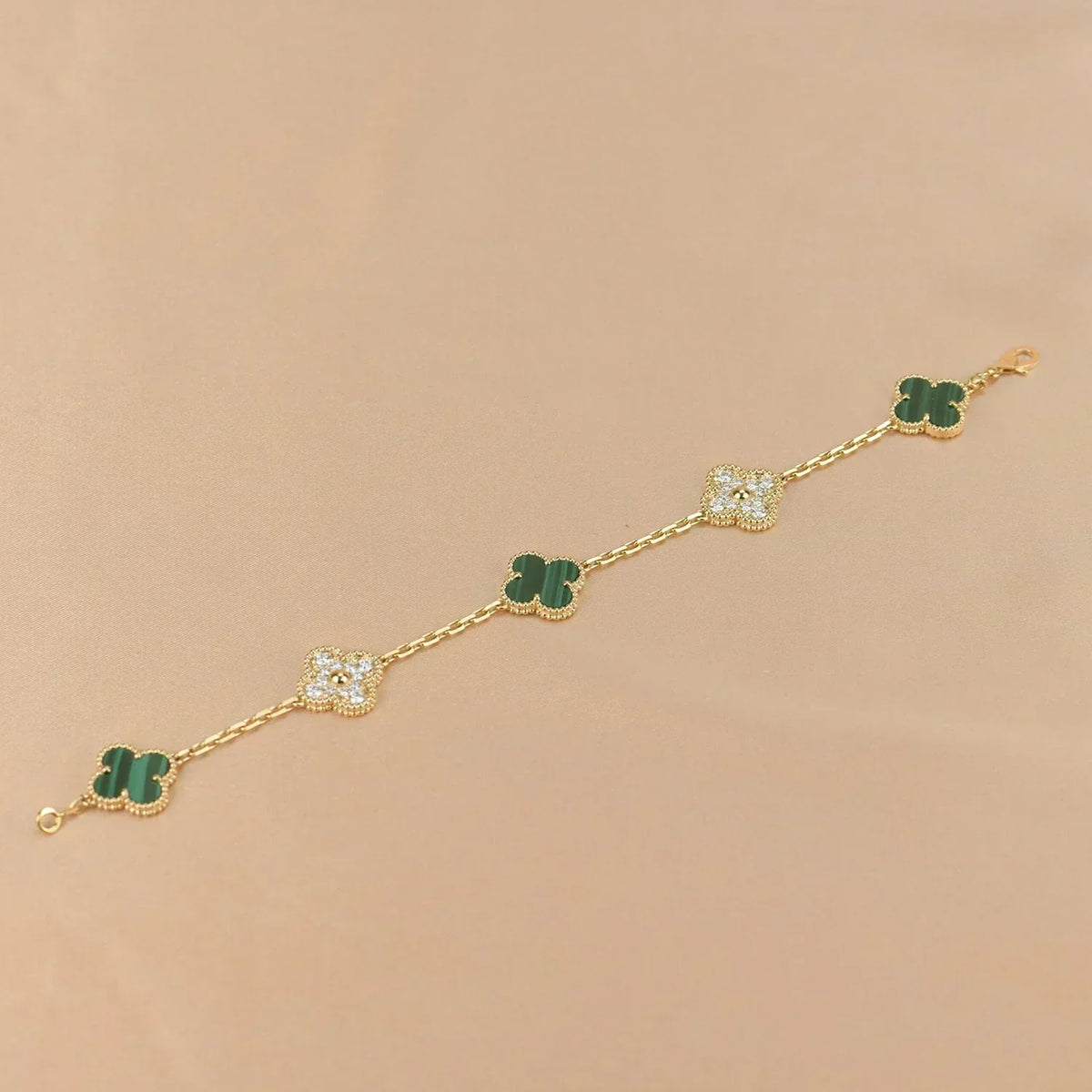 [OrnoraJewelry] CLOVER 5 MOTIF MALACHITE BRACELET COLLECTION