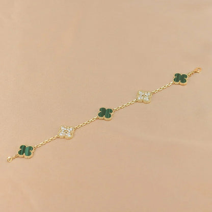 [OrnoraJewelry] CLOVER 5 MOTIF MALACHITE BRACELET COLLECTION