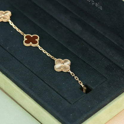 [OrnoraJewelry] CLOVER 5 MOTIF RED CORNELIAN BRACELET COLLECTION