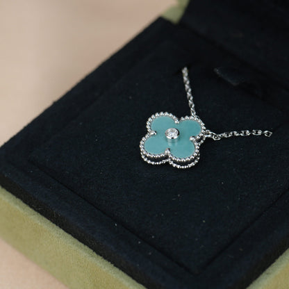 [OrnoraJewelry]CLOVER 15MM DIAMOND SVRES PORCELAIN  NECKLACE SILVER