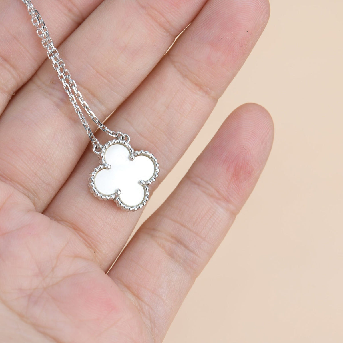 [OrnoraJewelry]CLOVER  15MM WHITE MOTHER-OF-PEARL SILVER