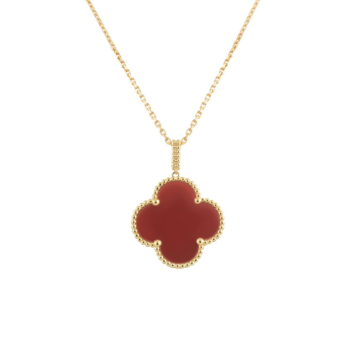 [OrnoraJewelry]CLOVER 25MM NECKLACE GOLD CARNELIAN