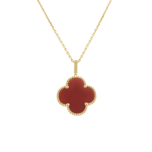 [OrnoraJewelry]CLOVER 25MM NECKLACE GOLD CARNELIAN