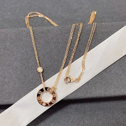 [OrnoraJewelry]LOVE NECKLACE 16MM 2 DIAMONDS