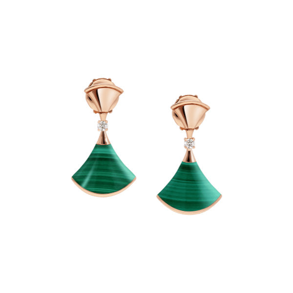 [OrnoraJewelry]DREAM MALACHITE PINK GOLD EARRINGS