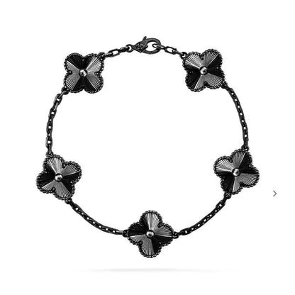 [OrnoraJewelry]CLOVER 5 MOTIF BLACK BRACELET