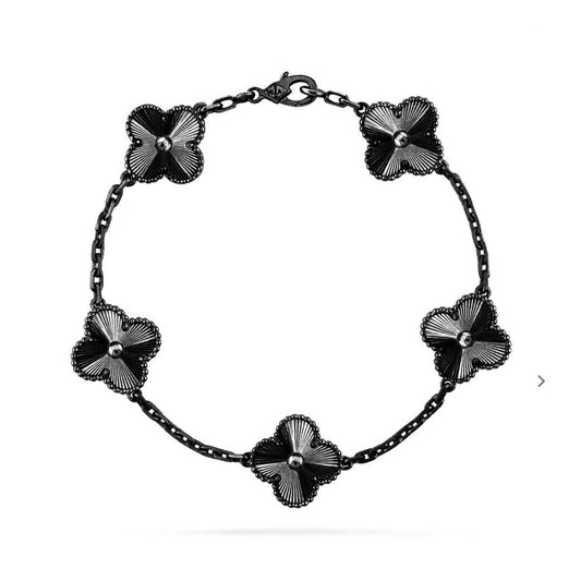 [OrnoraJewelry]CLOVER 5 MOTIF BLACK BRACELET