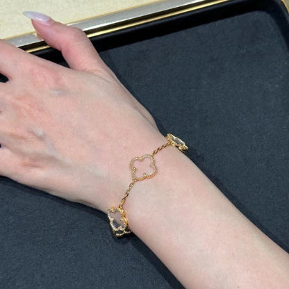 [OrnoraJewelry]CLOVER 5 MOTIF ROCK CRYSTAL BRACELET