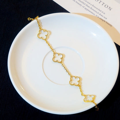[OrnoraJewelry]CLOVER 5 MOTIF ROCK CRYSTAL BRACELET