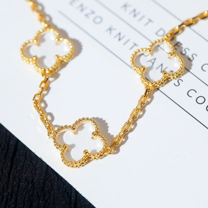 [OrnoraJewelry]CLOVER 5 MOTIF ROCK CRYSTAL BRACELET