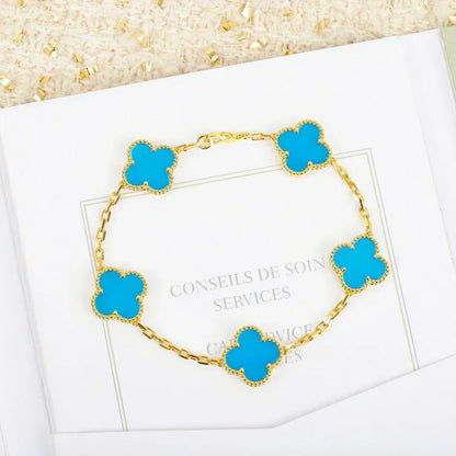 [OrnoraJewelry] CLOVER 5 MOTIF TURQUOISE BRACELET COLLECTION