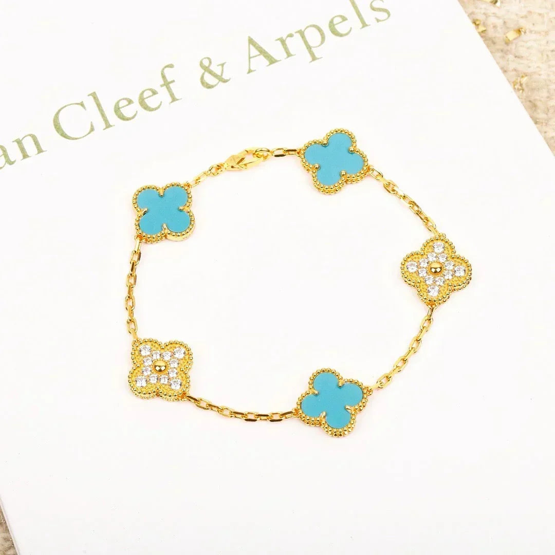 [OrnoraJewelry] CLOVER 5 MOTIF TURQUOISE BRACELET COLLECTION