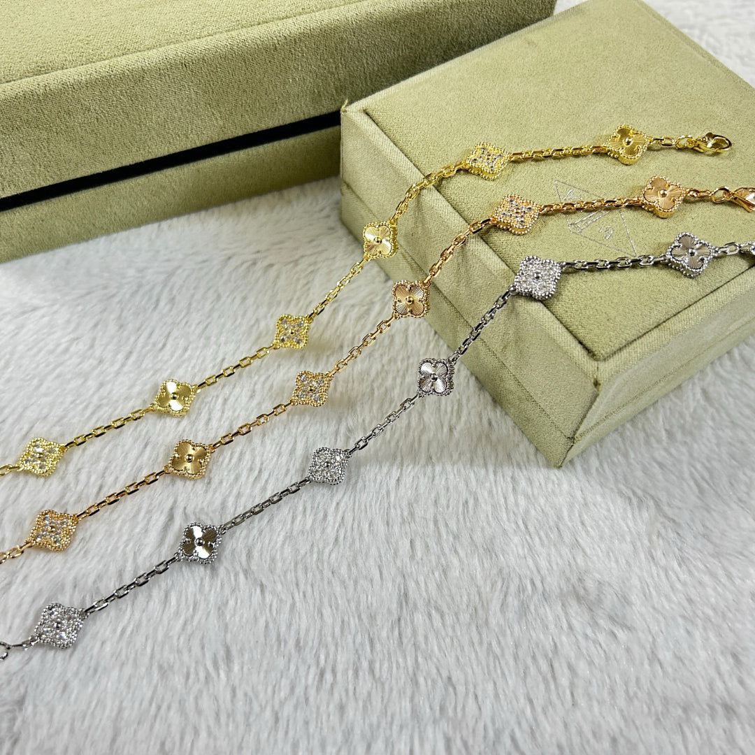 [OrnoraJewelry]CLOVER 6 MOTIF DIAMOND LASER BRACELET