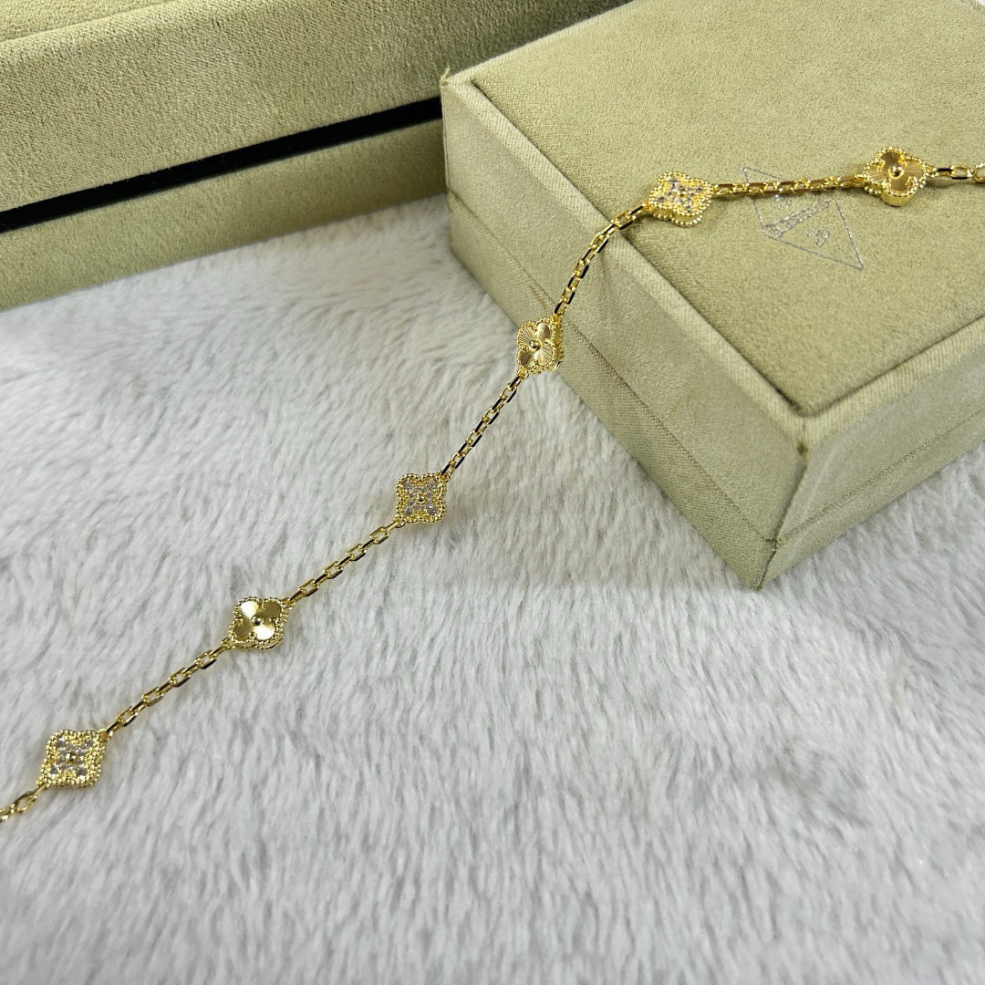 [OrnoraJewelry]CLOVER 6 MOTIF DIAMOND LASER BRACELET