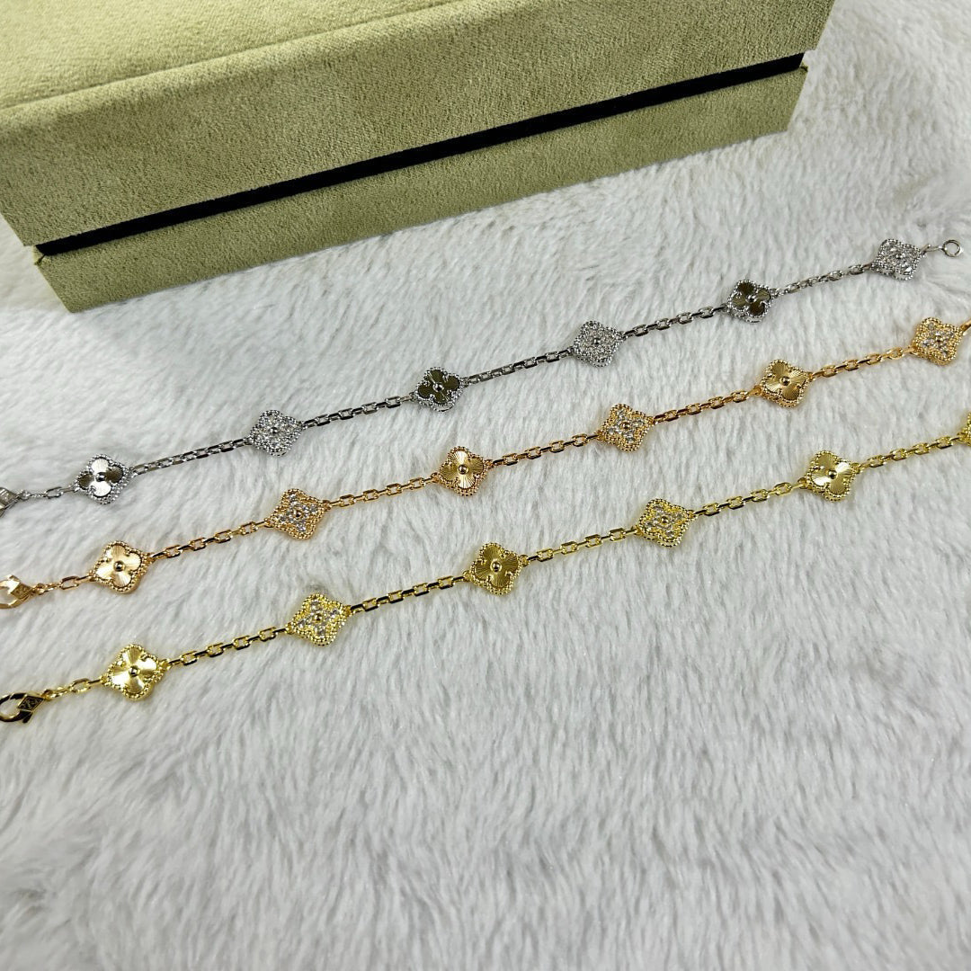 [OrnoraJewelry]CLOVER 6 MOTIF DIAMOND LASER BRACELET