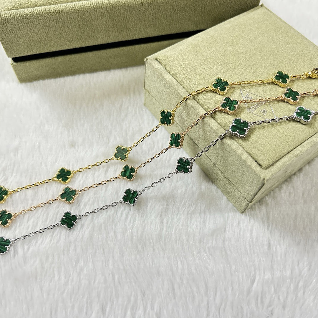 [OrnoraJewelry]CLOVER 6 MOTIF MALACHITE BRACELET