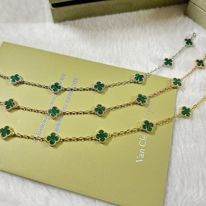 [OrnoraJewelry]CLOVER 6 MOTIF MALACHITE BRACELET