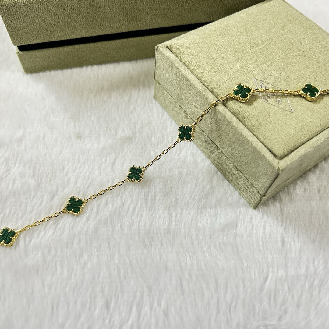 [OrnoraJewelry]CLOVER 6 MOTIF MALACHITE BRACELET