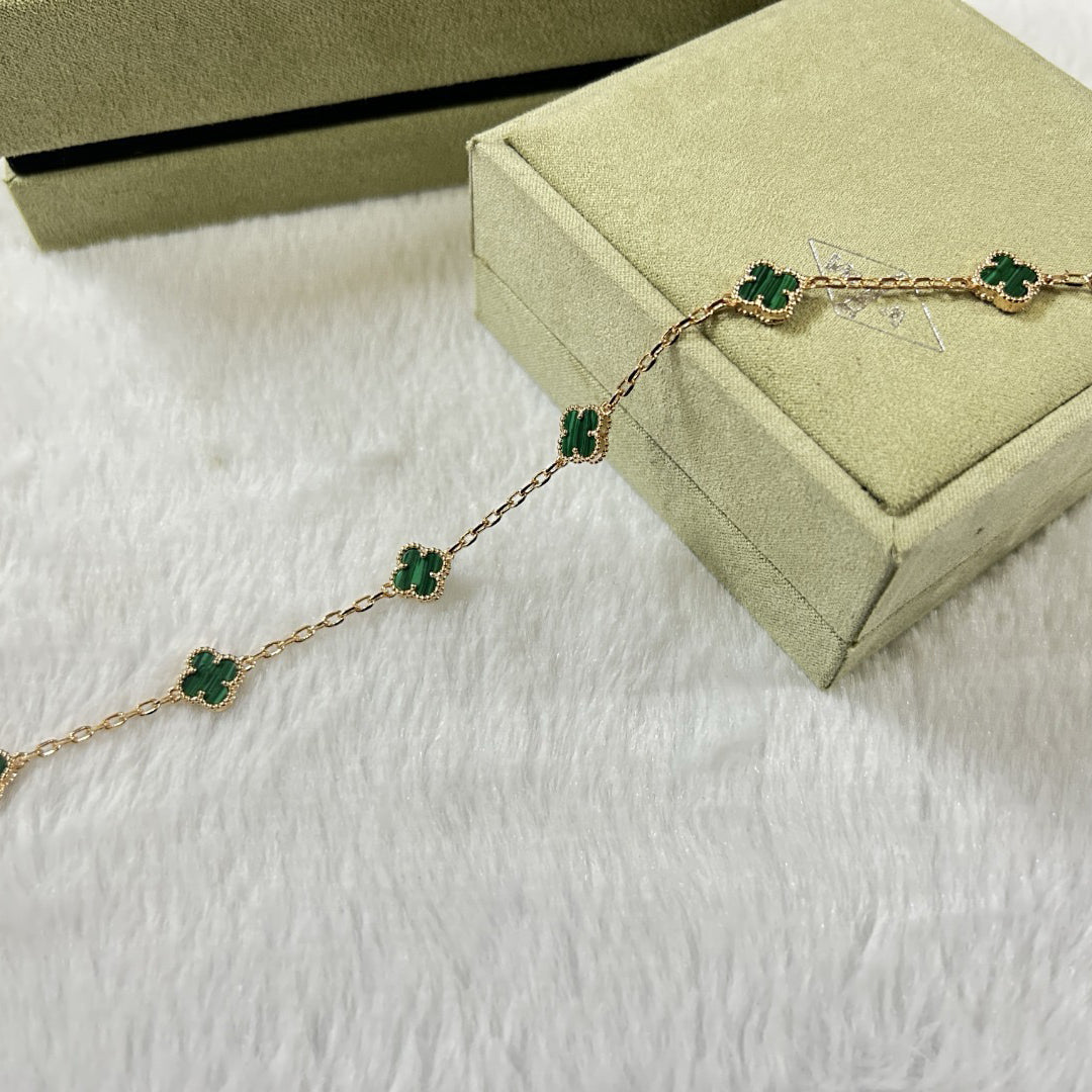 [OrnoraJewelry]CLOVER 6 MOTIF MALACHITE BRACELET