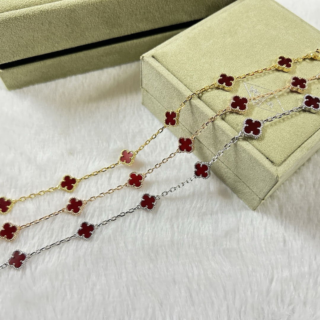 [OrnoraJewelry]CLOVER 6 MOTIF RED AGATE BRACELET