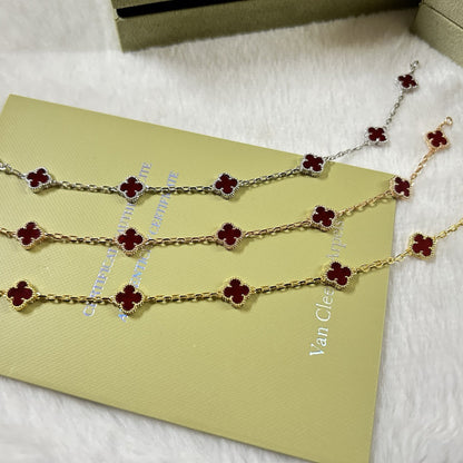 [OrnoraJewelry]CLOVER 6 MOTIF RED AGATE BRACELET