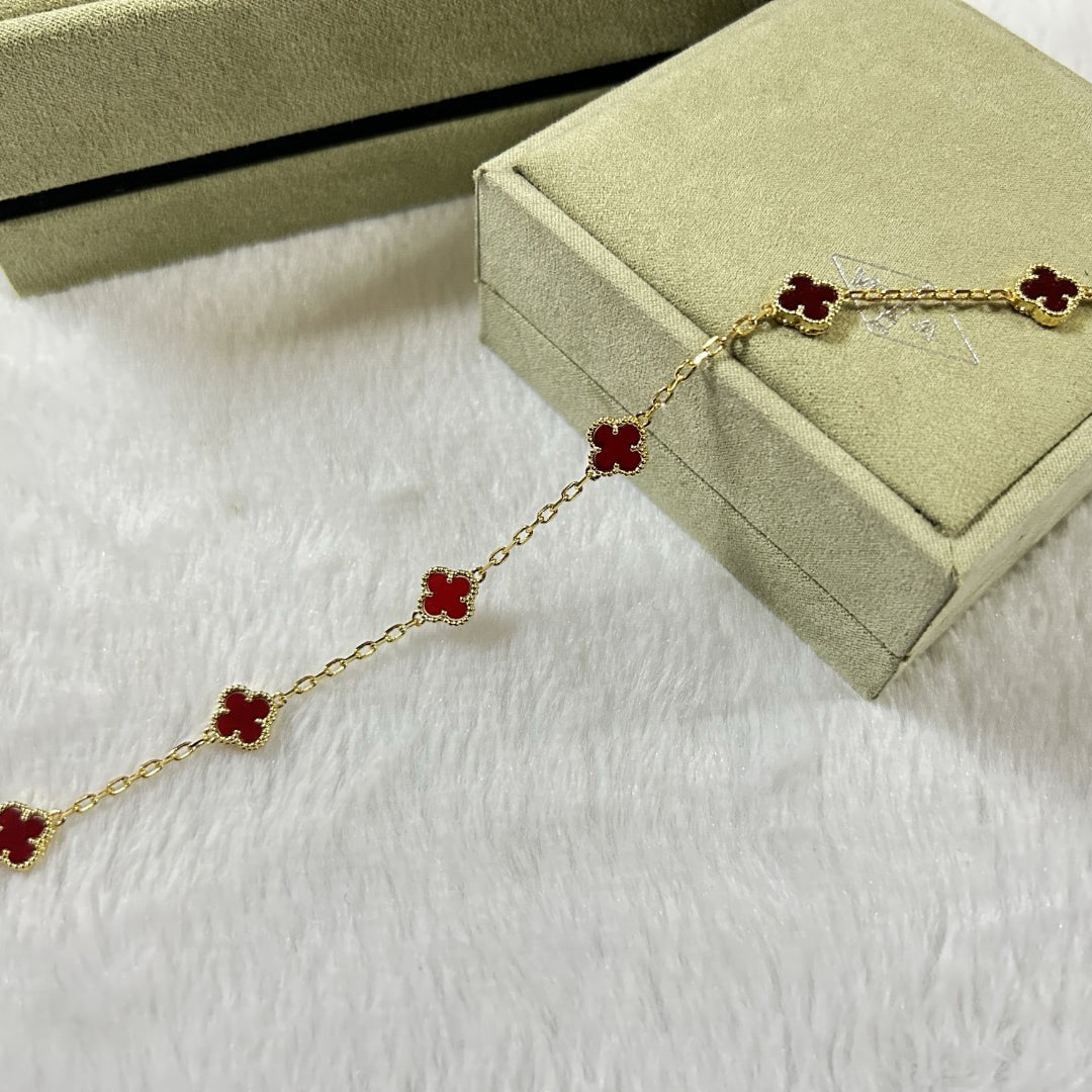 [OrnoraJewelry]CLOVER 6 MOTIF RED AGATE BRACELET