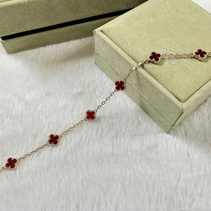 [OrnoraJewelry]CLOVER 6 MOTIF RED AGATE BRACELET
