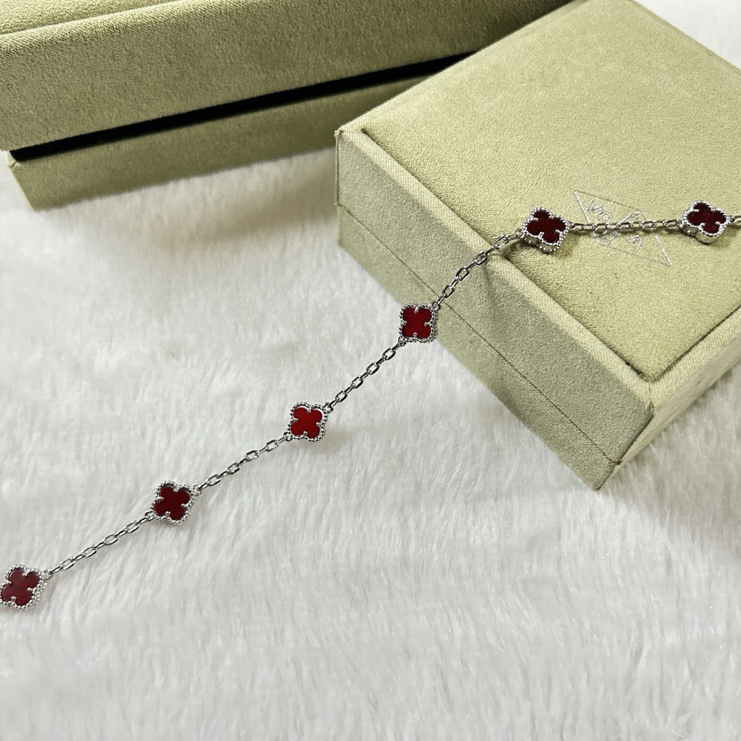 [OrnoraJewelry]CLOVER 6 MOTIF RED AGATE BRACELET