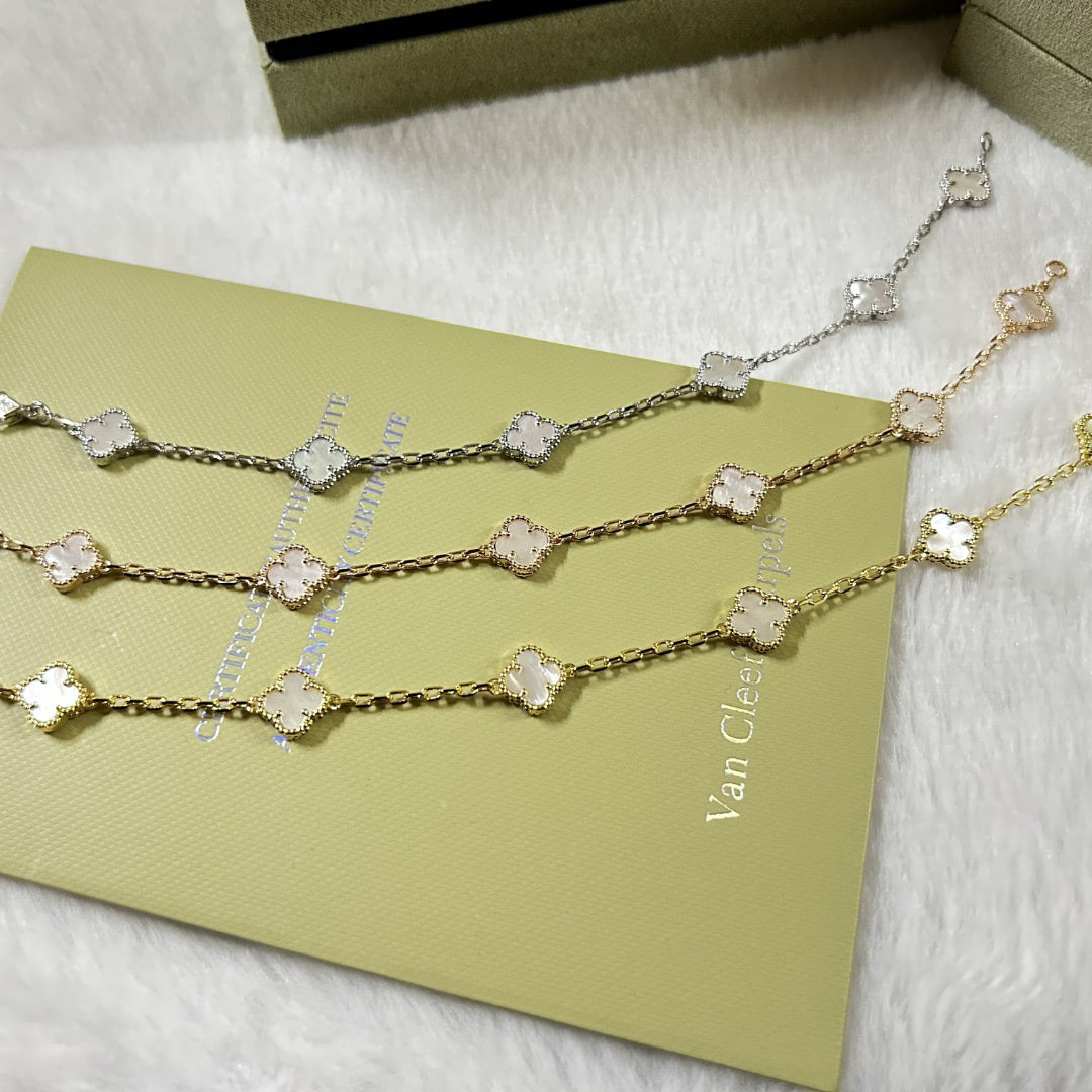 [OrnoraJewelry]CLOVER 6 MOTIF WHITE MOP BRACELET