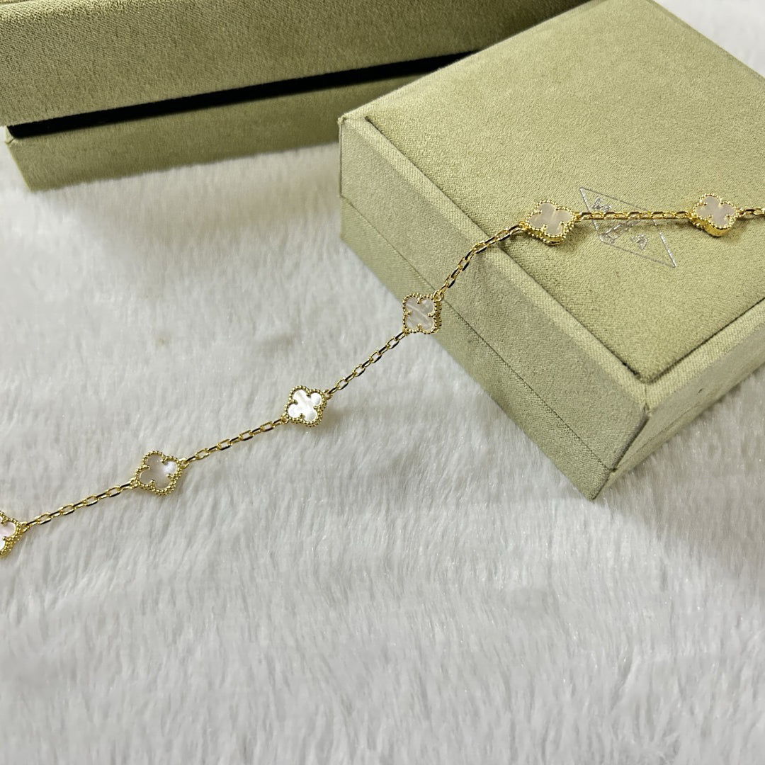 [OrnoraJewelry]CLOVER 6 MOTIF WHITE MOP BRACELET