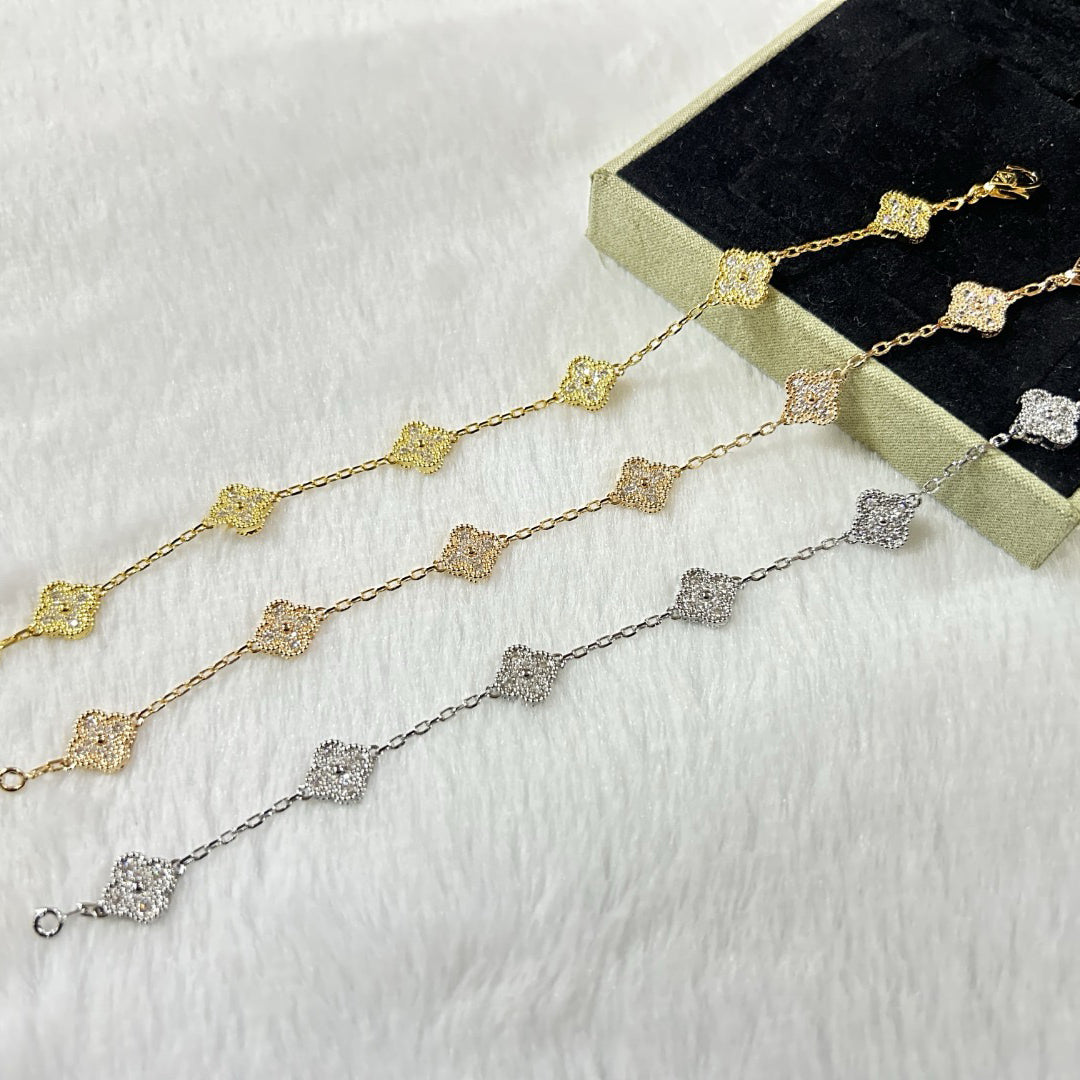 [OrnoraJewelry]CLOVER 6 MOTIF DIAMOND BRACELET