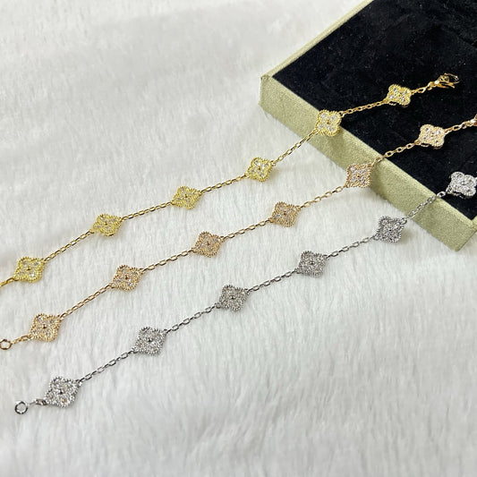 [OrnoraJewelry]CLOVER 6 MOTIF DIAMOND BRACELET