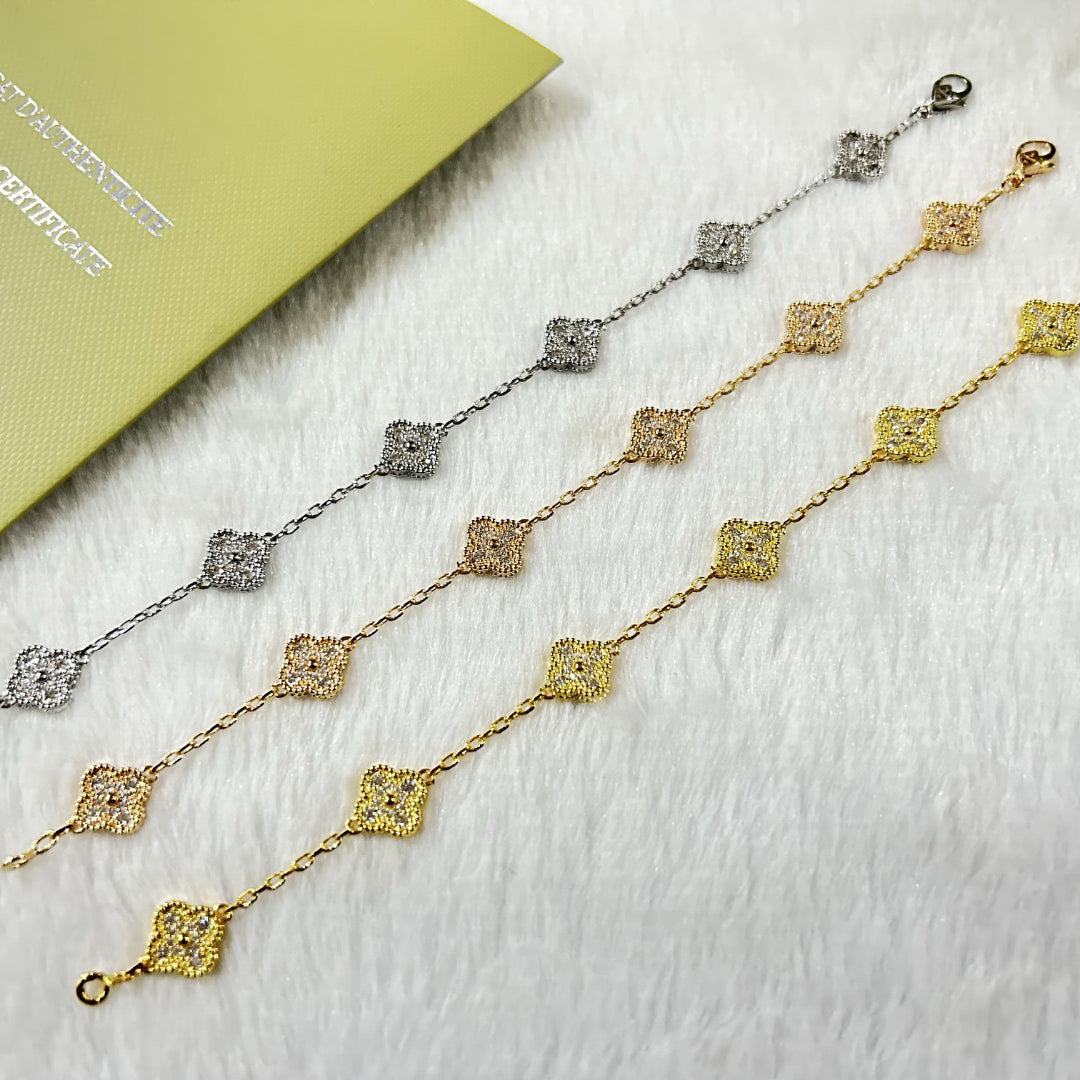 [OrnoraJewelry]CLOVER 6 MOTIF DIAMOND BRACELET