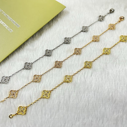 [OrnoraJewelry]CLOVER 6 MOTIF DIAMOND BRACELET