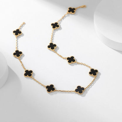 [OrnoraJewelry]CLOVER 10 MOTIFS ONYX NECKLACE