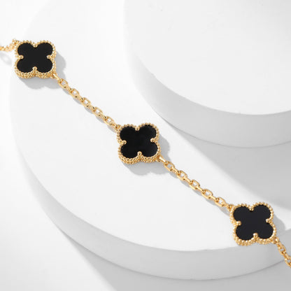 [OrnoraJewelry]CLOVER 10 MOTIFS ONYX NECKLACE