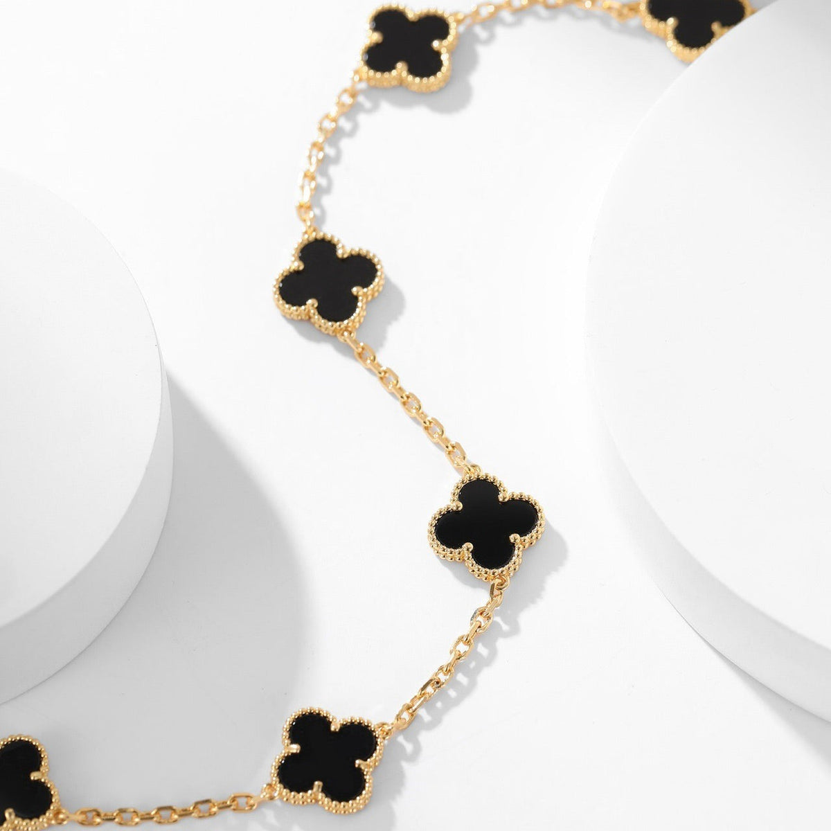 [OrnoraJewelry]CLOVER 10 MOTIFS ONYX NECKLACE