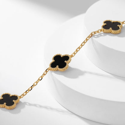 [OrnoraJewelry]CLOVER 10 MOTIFS ONYX NECKLACE