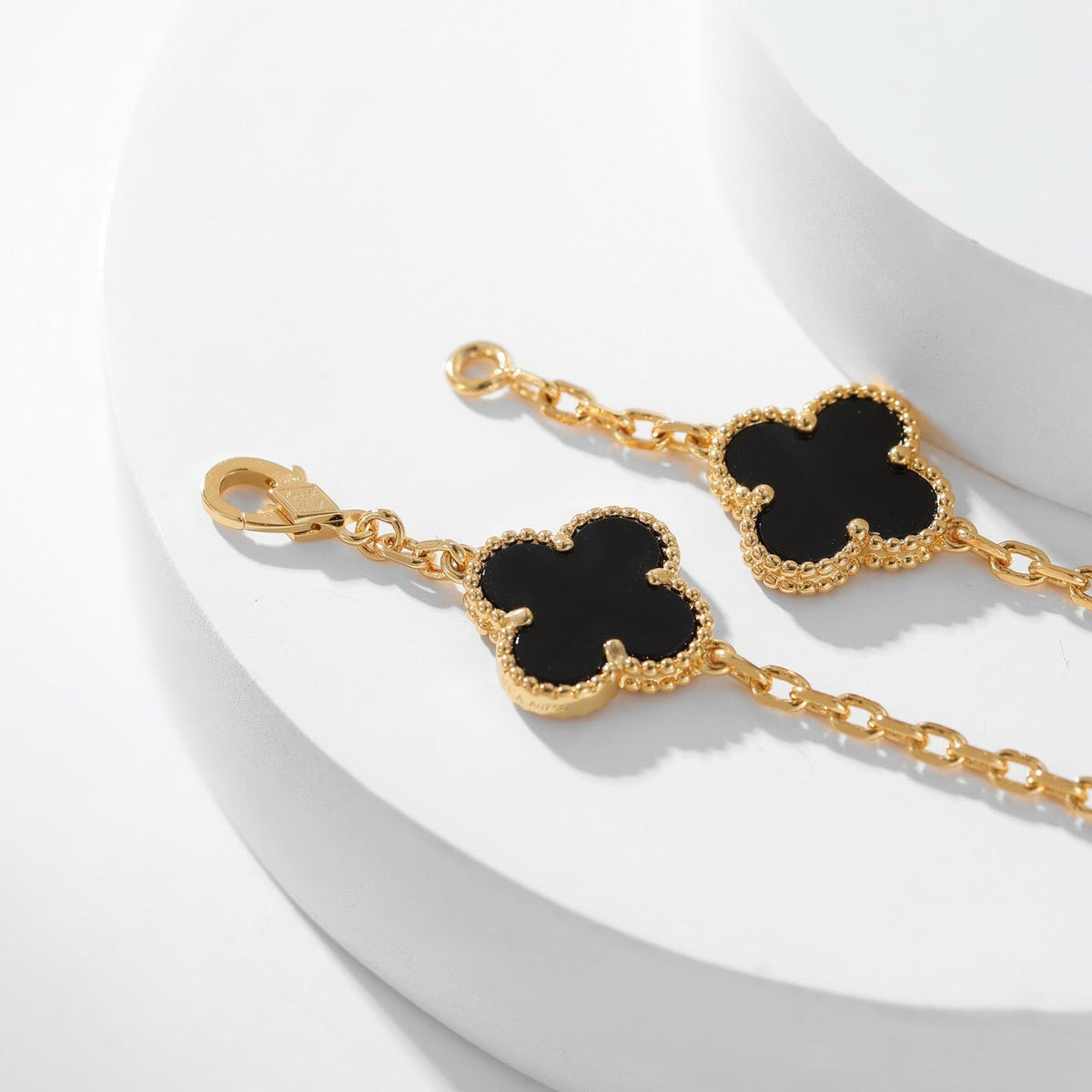 [OrnoraJewelry]CLOVER 10 MOTIFS ONYX NECKLACE