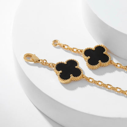 [OrnoraJewelry]CLOVER 10 MOTIFS ONYX NECKLACE