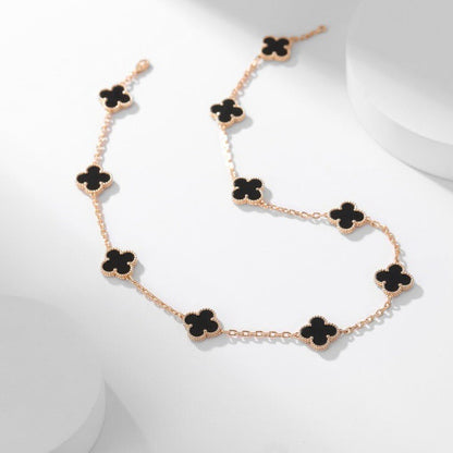 [OrnoraJewelry]CLOVER 10 MOTIFS ONYX NECKLACE