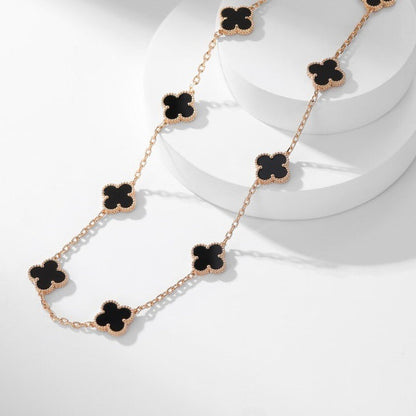 [OrnoraJewelry]CLOVER 10 MOTIFS ONYX NECKLACE