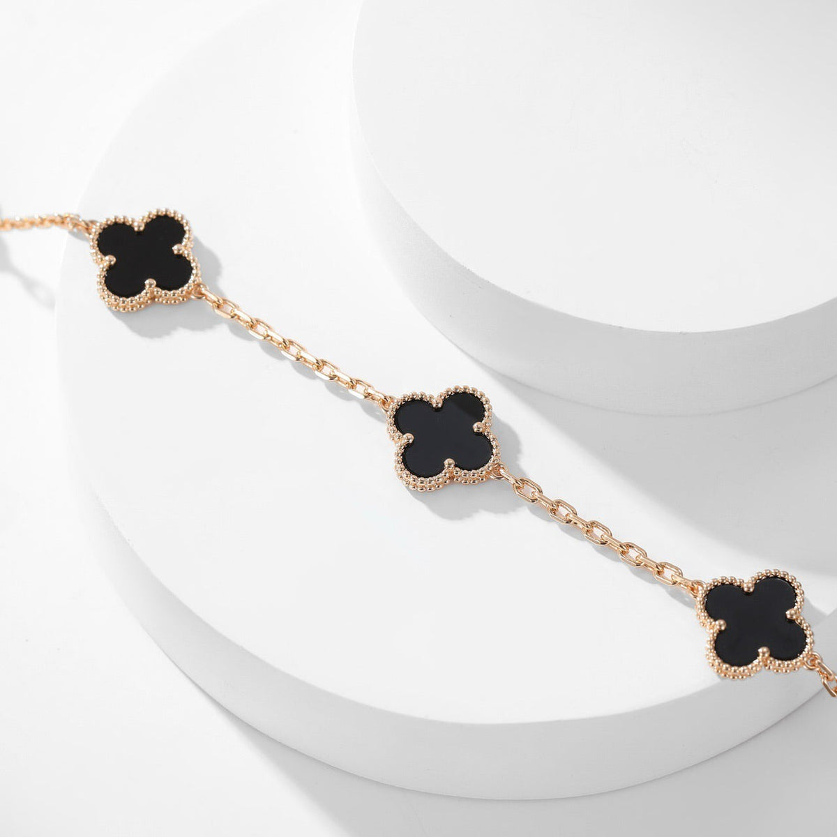 [OrnoraJewelry]CLOVER 10 MOTIFS ONYX NECKLACE