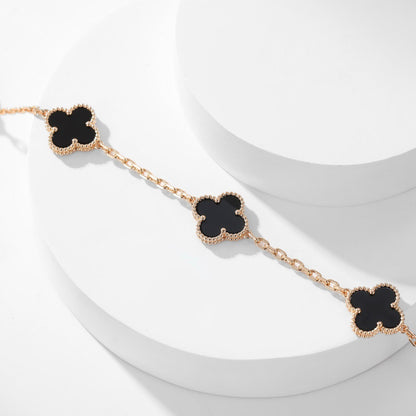[OrnoraJewelry]CLOVER 10 MOTIFS ONYX NECKLACE