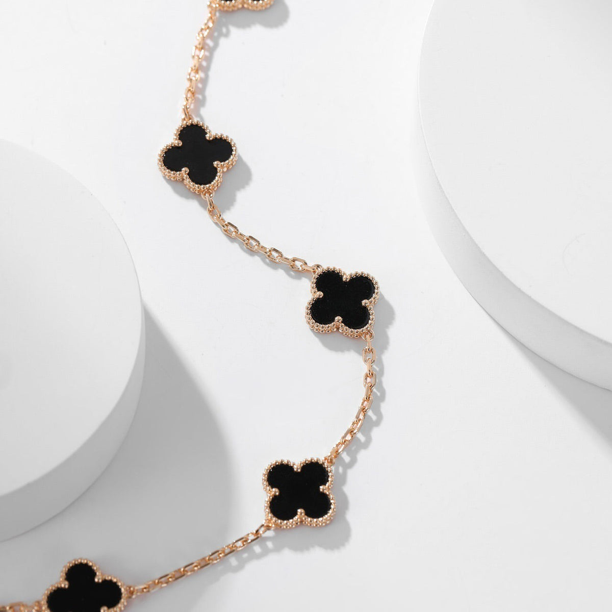 [OrnoraJewelry]CLOVER 10 MOTIFS ONYX NECKLACE